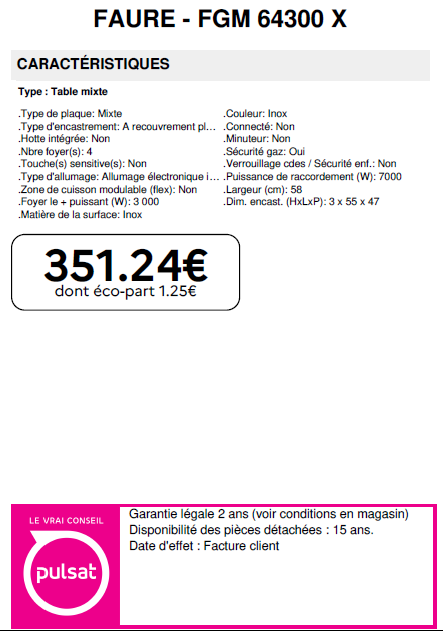 PRIX FGM64300X