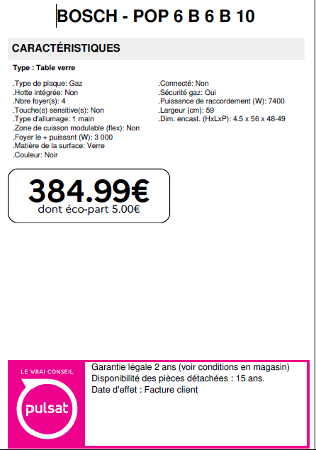 PRIX POP6B6B10