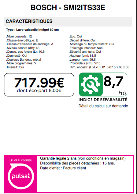 PRIX SMI2ITS33E