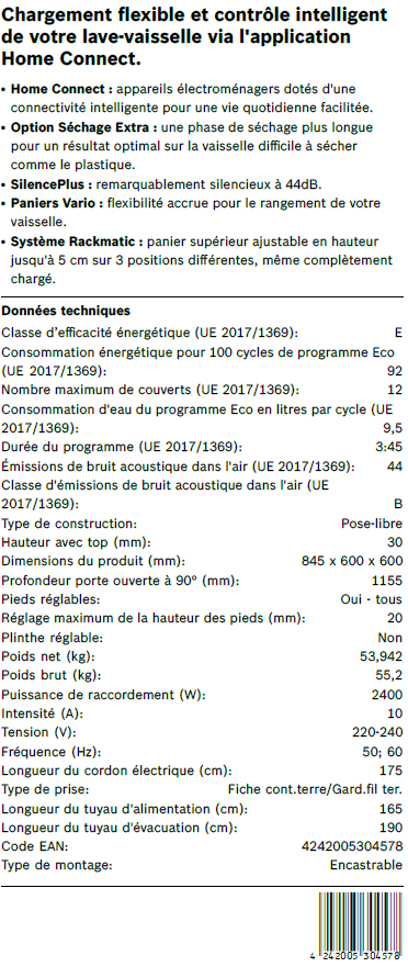 SMS4HTW47E fiche